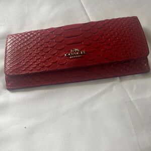Coach Red Embossed Leather Wallet rehab